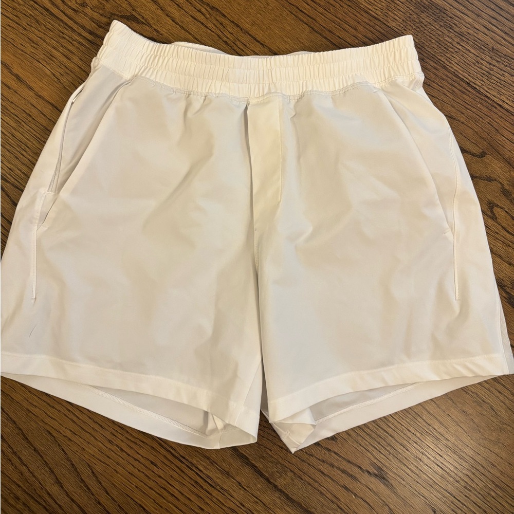 lululemon athletica Men's White Athletic Shorts - Elastic Waist